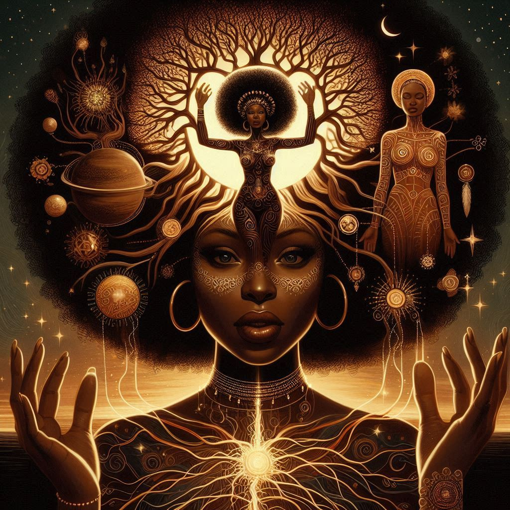 Black woman connecting to her ancestral power